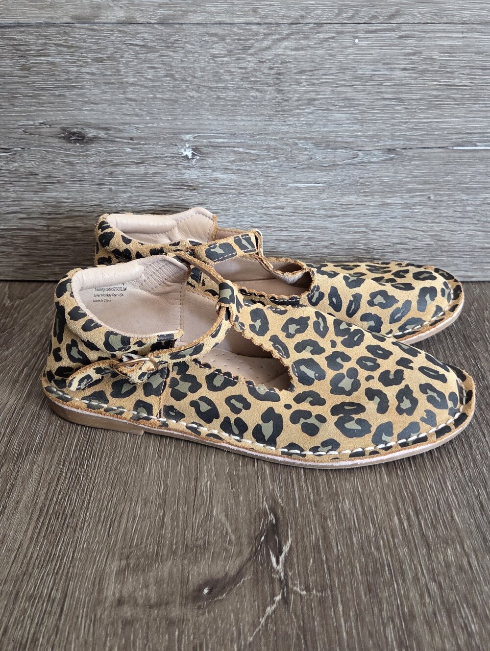 Monkey Feet Leopard Print T-Strap Mary Jane Shoes Size 6